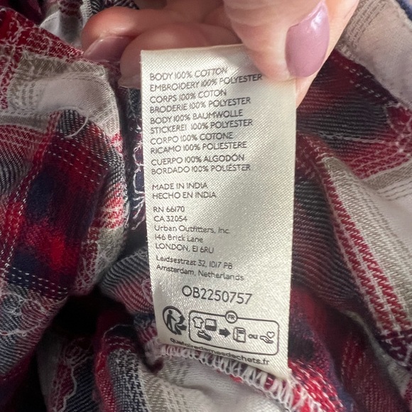 We The Free Georgia flannel plaid embroidered button down shirt. Sz M - Picture 8 of 9